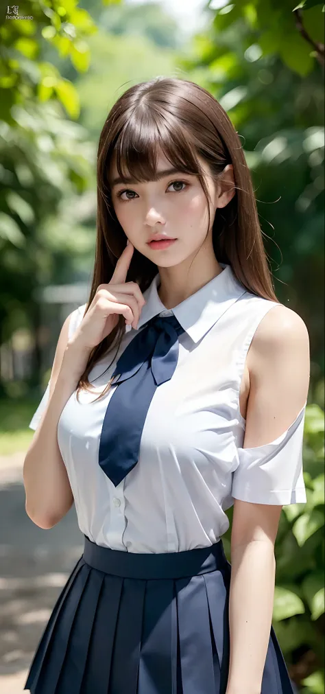 1womanl, up of face, Colossal tits,light brown hair, Blunt bangs, hair behind ear, hair over shoulder, Long hair, slender body shape, Ultra Fine Face, Thin face, Delicate lips, Beautiful eyes, thin blush, eyes are light brown, perfect glossy skin, flawless...