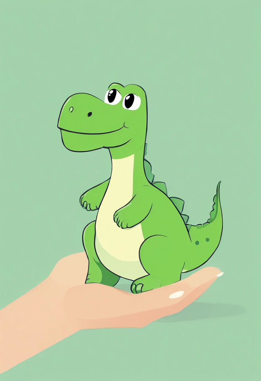 Little green dinosaur，cartoony，adolable，best qualtiy，Masterpiece，chubbiness，Round