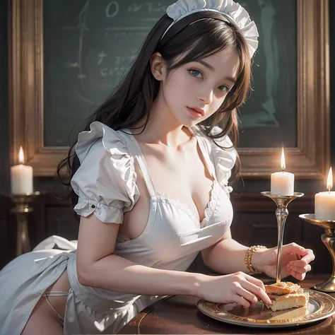 ((best Quality: 1.4)), (Unparalleled Masterpiece), (Ultra High Definition) , (Ultra Realistic 8k CG),(half body image from head to thigh),(ultra detailed),(maid ),(art by Jean Baptiste Monge), highly detailed maid clothes, half_apron ,stunningly beautiful ...