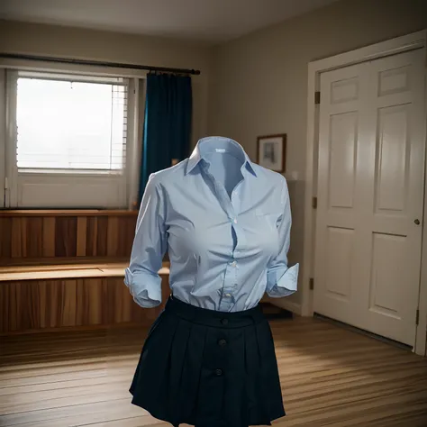 school uniform, ((invisible, no humans:1.5, headless:1.5, handless, legless)), big breast, 
(8k, RAW photo, best quality, masterpiece:1.2), (realistic, photo-realistic:1.37),photon mapping, radiosity, ((Hasselblad photography)),physically-based rendering,