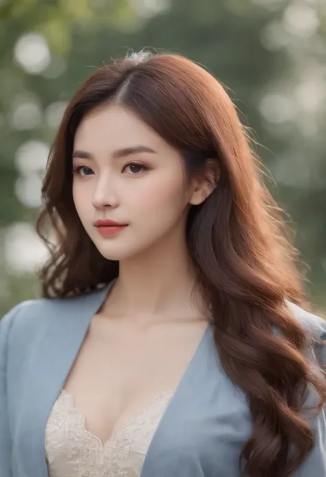 Young women in literature and art，Student Clothing，Sister Next Door Style，Beautiful Asian girl，china goddess，Max College Students，Goddess of the East，Beautiful body，Big wavy hairstyle，Volume some，The kind of curls that are rolled up like a curling iron，20y...