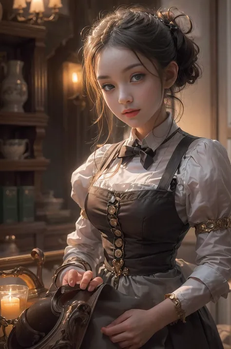 ((best Quality: 1.4)), (Unparalleled Masterpiece), (Ultra High Definition) , (Ultra Realistic 8k CG),(half body image ),(ultra detailed),(maid ),(art by Jean Baptiste Monge), highly detailed maid clothes, half_apron ,stunningly beautiful , highly detailed ...