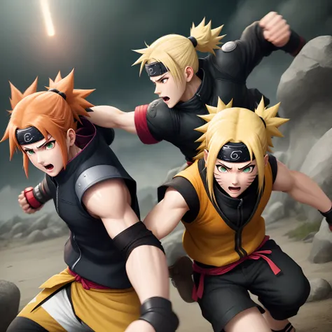 Make a High quality hd image in this Naruto and shaske fight