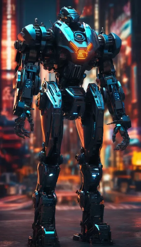 Cyberpunk style scientist，Semi-mechanized scientist，Combat posture，majestic-looking，The feeling of moving forward，Stunning colors。Set in a futuristic cyberpunk style city，the street，People with blurred vision，（Movie lighting），（light and shadow effect），（unr...