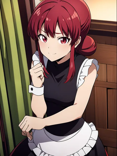 Female ranma, red hair, attractive, maid dress