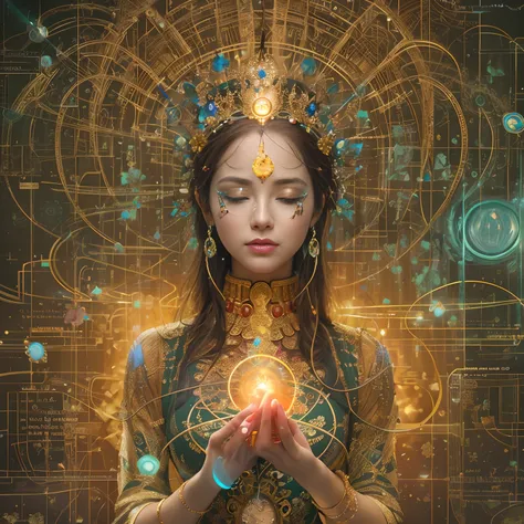 The image of an Araved woman wearing a golden crown and divine light, artgerm julie bell beeple, beeple and alphonse mucha, 4k highly detailed digital art, greg beeple, intricate wlop, Tomasz Alen Kopera and CGsociety, Beeple and Jeremiah Ketner, artgem an...