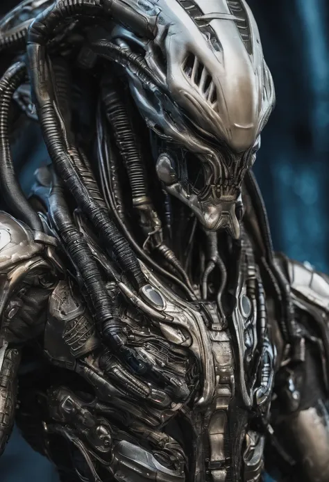 Alien Predator，full bodyesbian，Mechanical scale armor，high - tech，Laser eye