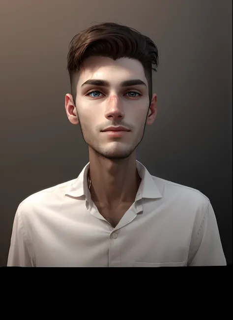 young  male，Half of the face is a human face，Half of the face is mechanical，Realiy