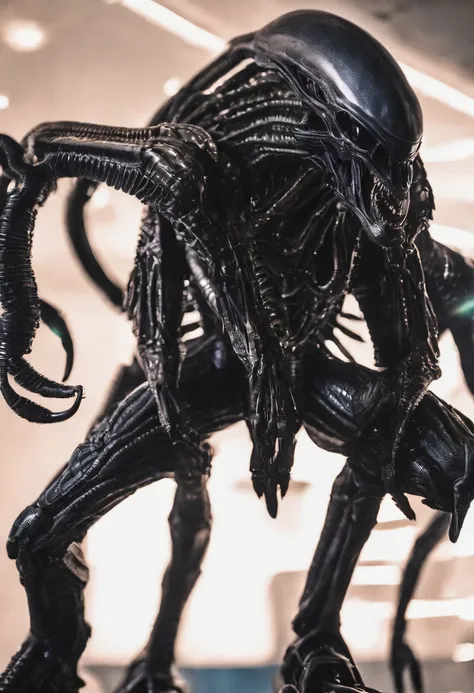 Xenomorph，Full-body photos，Snake scale armor，high - tech，Laser laser，Delicate picture