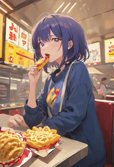 rikka takanashi eating at mcdonalds