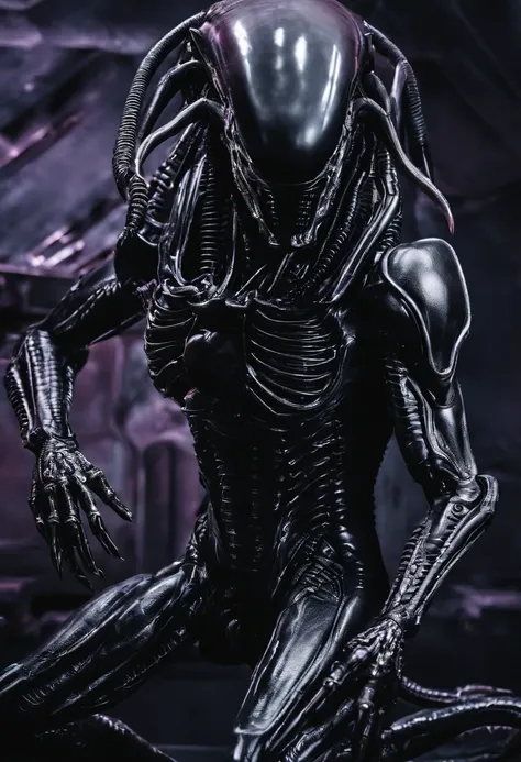 Xenomorph，Full-body photos，Battle form，high - tech，Laser laser，Delicate picture