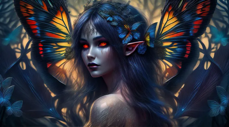 high details, best quality, 16k, RAW, [best detailed], masterpiece, best quality, (extremely detailed), full body, ultra wide shot, photorealistic, dark fantasy art, gothic art, a picture of an a dark vampiric fairy, exquisite beautifully fairy, ultra femi...