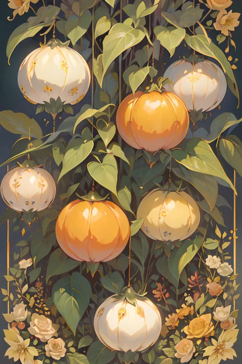 Vintage Victorian style, Precise vintage encyclopedia (best quality:1.2), (detailed:1.2), (masterpiece:1.2), vintage illustrations of physalis, botanical, ((without people)) ((nobody)) physalis plant