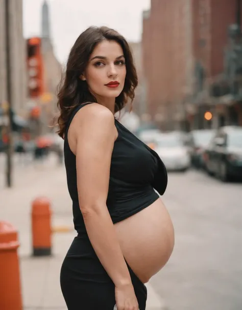 Pregnant women dressed in fashion, Chicago, USA, make for a memorable photo, The background is to charming neighbourhoods and colourful street art, photo taken with fujifilm superia, charly amani,