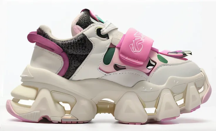 Alates with a pink bow on the side of the shoe, 🤬 🤮 💕 🎀, Futuristic Balenciaga sneakers, y2k”, futuristic sneakers, focus on sneakers only, platforms, mix, mid view, Sneakers, 😭 🤮 💕 🎀, Y2K, y 2 k, nicki minaj, Pink shoes, maximalist