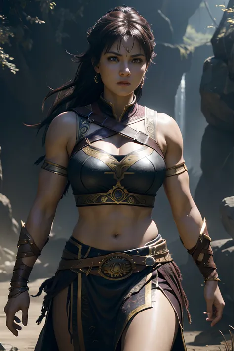 (Highly detailed CG Unity 16K wallpaper:1.1), (Denoising strength: 1.45), (tmasterpiece:1.37), Game style, Warrior princess Xena, hyper HD, Dark Fantasy