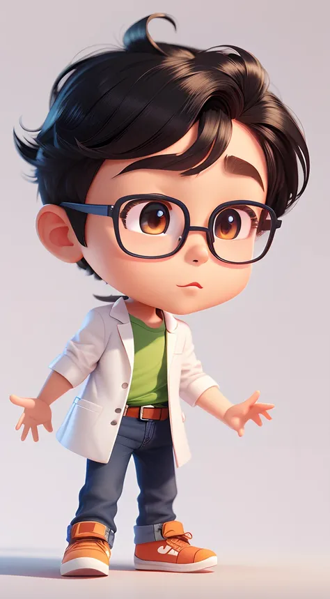 Cartoon character of a boy with glasses and a green shirt, bonito 3 d render, painting digital adorable, personagem bonito dos desenhos animados, olhar :: octan render, 3 d render stylized, Arte infantil em Artstation, toon render keyshot, ultra realistic ...