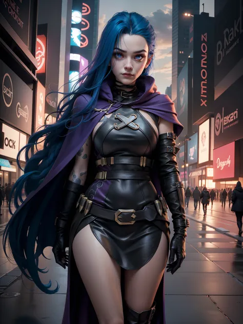 (New York: 1.5), (time square 1.5), Raven, whose real name is Rachel Roth, is a DC Comics character known for being a member of the Teen Titans. She has a distinct physical appearance and attire, which reflect her mystical nature and supernatural powers. H...