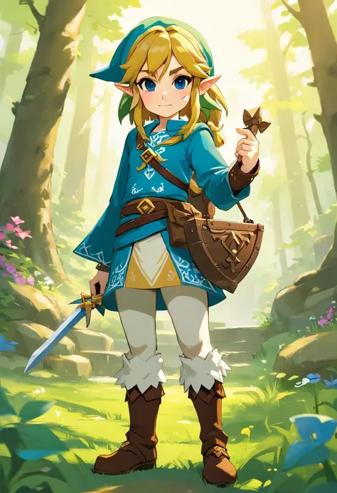 full body, person for the zelda game, the zelda manga, man, zelda character ff, in the style of ian mcque, temmie chang, stylish costume design, romanticized depictions of wilderness, jean-baptiste monge, science academia