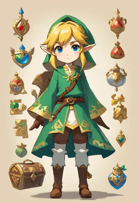 full body, person for the zelda game, the zelda manga, man, zelda character ff, in the style of ian mcque, temmie chang, stylish costume design, romanticized depictions of wilderness, jean-baptiste monge, science academia