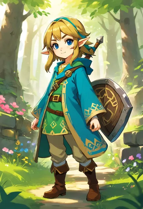 full body, person for the zelda game, the zelda manga, man, zelda character ff, in the style of ian mcque, temmie chang, stylish costume design, romanticized depictions of wilderness, jean-baptiste monge, science academia