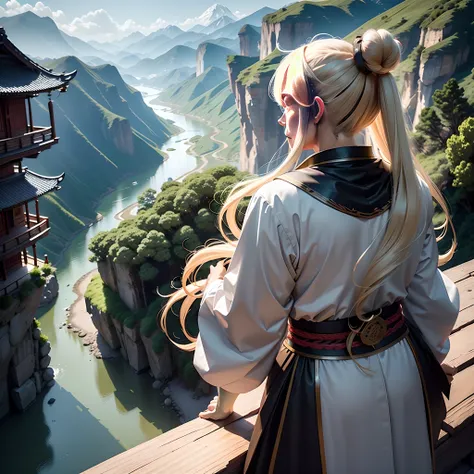 k hd，whaite hair，long whitr hair，old man，fei，taichi，chinesedragon，Light，火焰，Cool，Overlooking，scenecy，Mountains and rivers，Brilliant，photore，hair-bun，long whiskers，raiden，Long hair shawl，Gossip diagram，