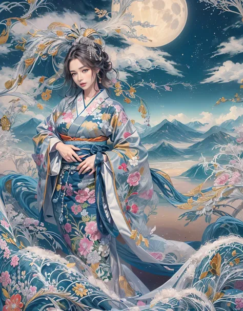 (Beautiful model in Japanese kimono commercial), (solo), ((face is 80% beauty and elegance, 20% pretty and cute:1.5)), (Her roots are in Eastern Europe and Asia), clear eyes, (detailed eyes, light brown eyes, bright pupils), Double Eyelids, (sexy lips with...