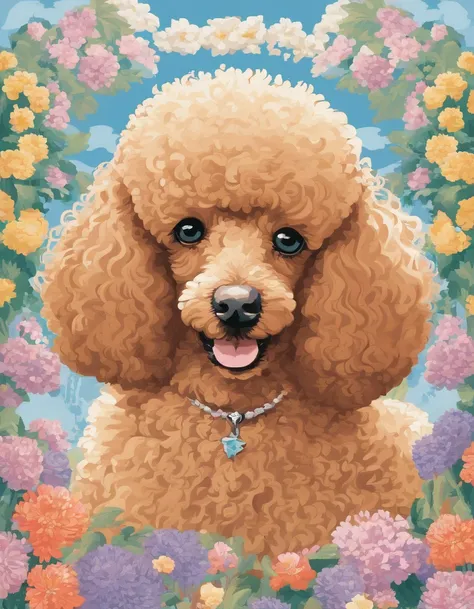 Certainly! Heres a description of a Miniature Poodle illustration in Naoki Saitos style:

"Behold a stunning work of art in Naoki Saitos signature style, featuring the charming and elegant Miniature Poodle. This exquisite illustration captures the essence ...