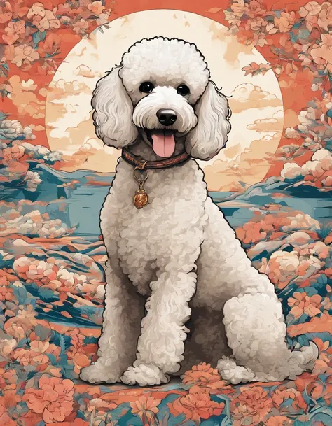 Certainly! Heres a description of a Miniature Poodle illustration in Naoki Saitos style:

"Behold a stunning work of art in Naoki Saitos signature style, featuring the charming and elegant Miniature Poodle. This exquisite illustration captures the essence ...