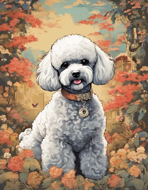 Certainly! Heres a description of a Miniature Poodle illustration in Naoki Saitos style:

"Behold a stunning work of art in Naoki Saitos signature style, featuring the charming and elegant Miniature Poodle. This exquisite illustration captures the essence ...