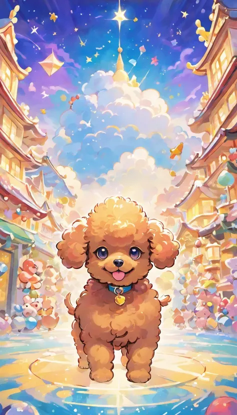 Experience the whimsical world of Naoki Saito through this enchanting Toy Poodle illustration. Naoki Saitos distinctive style is characterized by vibrant colors, intricate details, and a touch of surrealism, and all these elements converge to bring this ar...