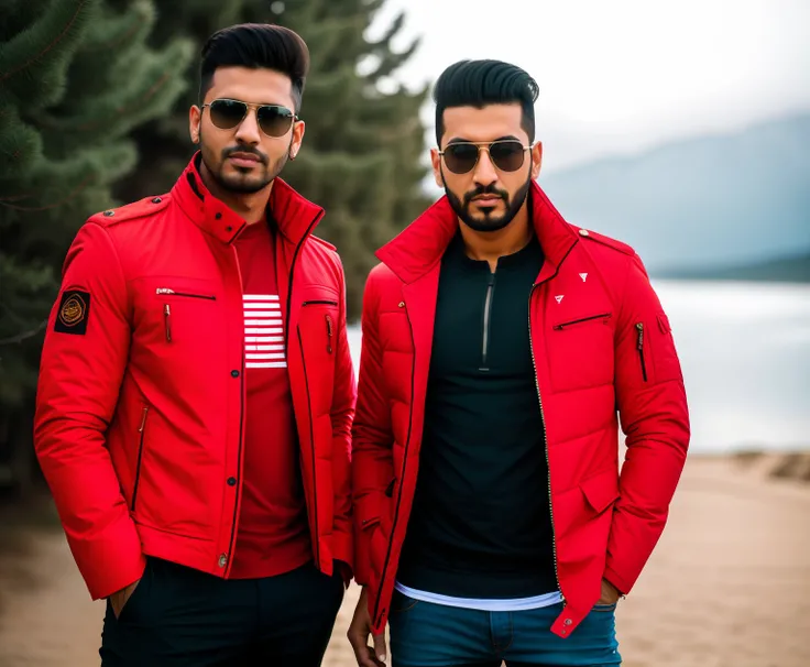 there is a man wearing sunglasses and a red jacket posing for a picture, khyzyl saleem, ash thorp khyzyl saleem, mohamed chahin, sayem reza, raden saleh, enes dirig, riyahd cassiem, mohamed chahin style, portait photo profile picture, with a cool pose, ins...