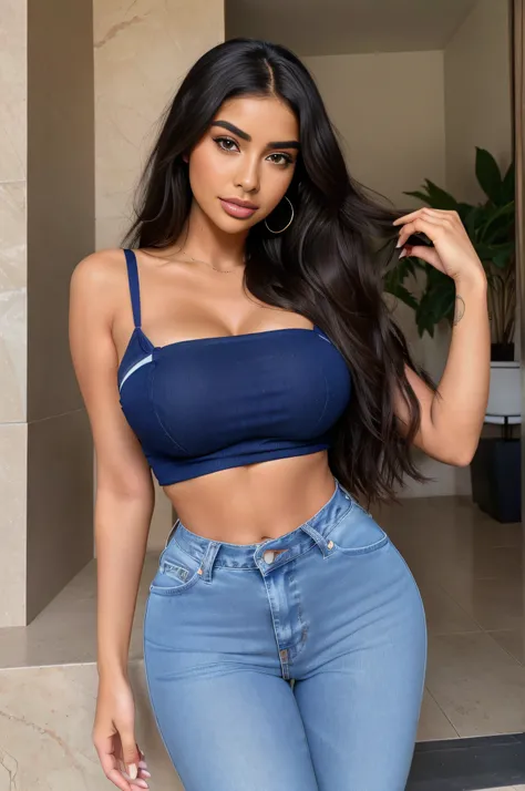 araffed woman in a top and blue jeans, violet myers, instagram model, tanned ameera al taweel, demi rose, madison beer, gorgeous latina face, portrait sophie mudd, attractive girl, angelawhite, portrait of demi rose, mia khalifa, 20 years old, portrait dem...