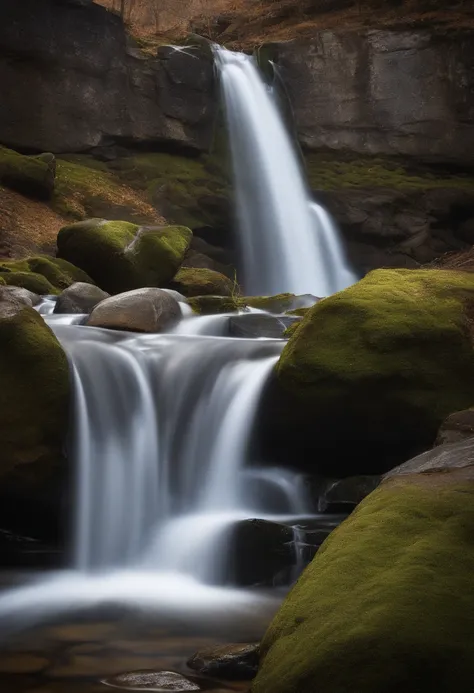 Waterfall-like water flows in the mountains