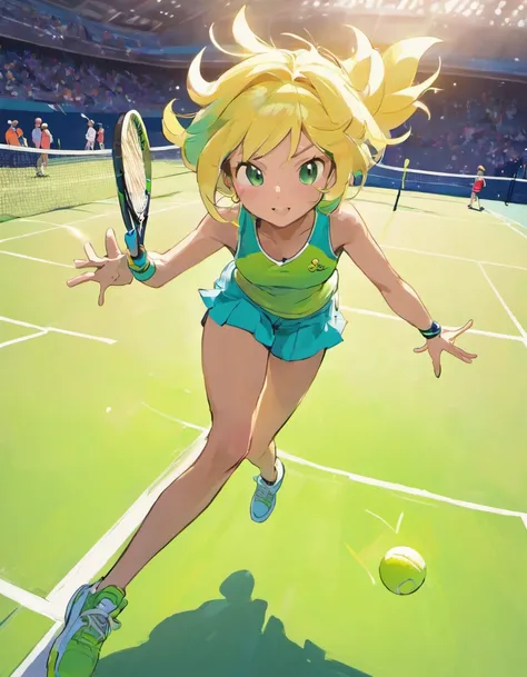 A Sowsow-drawn tennis player would be a dynamic and visually captivating illustration. Sowsows unique artistic style often combines realism with a touch of whimsy, making the character come to life on the canvas.

In this illustration, the tennis player wo...