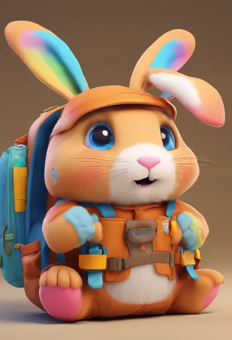 Make a rabbit, very cute and furry. That he looks good, that he wears an adventurer-type backpack, that it is very colorful and fun, and that it is pleasing to the eyes of children of all ages.
May you be happy and excited. Bottomless. Just the bunny