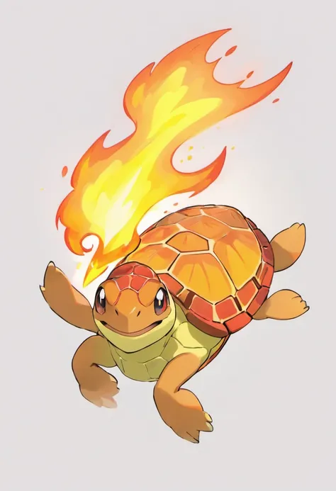 a fire turtle, white background