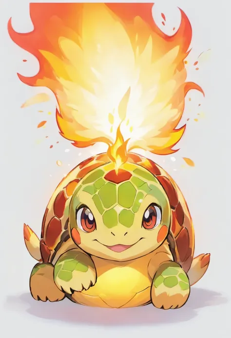 a fire turtle, white background