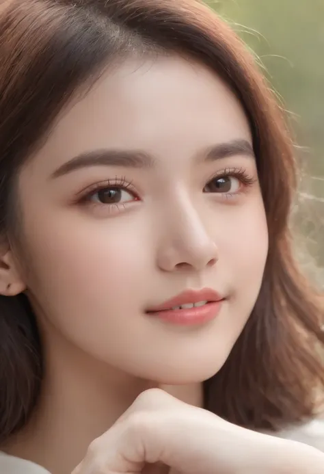 female high-school student、selfee、Best image quality and ultra-high resolution、Images become more realistic (Realism: 1.4), make the face blush, Cute, the details show the face smile,the beach、A smile that showed teeth、The upper part of the body