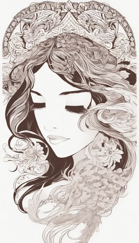 (White background:1.4),(Silhouette of a girls head, Eyes closed, colorfull long hair, Oriental elements)，(Chinese illustration:1.3，paper art:1.3, Quilted paper art:1.2),( reasonable design, Clear lines, High sharpness,Best quality, Very detailed, Masterpie...