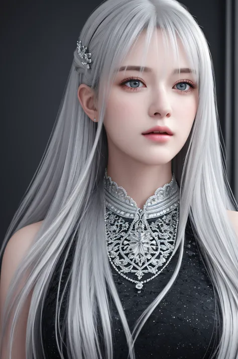 high quality, best quality, photo-realistic, raw-photo, realistic, ultra realistic 8k cg, ultra-detailed, High definition, masterpiece, 1girl, long hair, silver hair, close-up, intricate details, detailed texture, finely detailed,