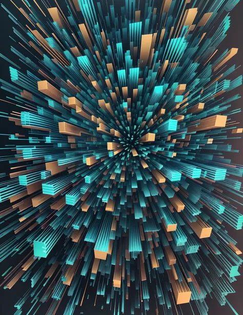 abstract explosion of [color blue], 3d effect, three dimensional animation, black background, ultra high resolution