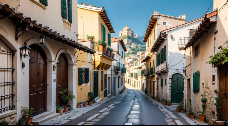 Naples, village in the heart of Italy, next to shrub on hills, Tyrrhenian Seacoastal, big but vulgar and cheap small 28 houses some near some faraway with dirt road with 3 watch towers with 1 castle on 1 hill with 2 churches situated on shore with rocks in...