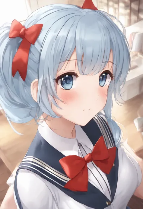 kamisato ayaka (springbloom missive), kamisato ayaka, official alternate hairstyle, official alternate costume, blunt bangs, butterfly hair ornament, hair flower, blue dress, grey eyes, light blue hair, mole under eye
Heytea (School Uniform)
kamisato ayaka...