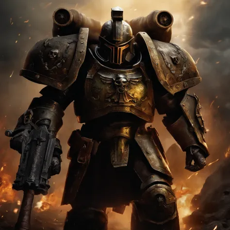 A brave soldier in the Warhammer 40K universe, Fight in the most brutal and dangerous battles, Wear intricate and highly detailed armor, Their faces are covered by intimidating helmets, Each soldier showed great determination and unwavering loyalty to his ...