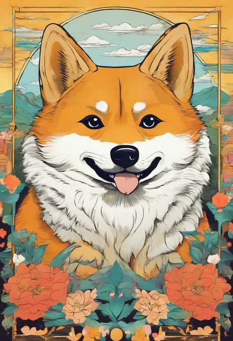 Shibainu dog in ancient poster story