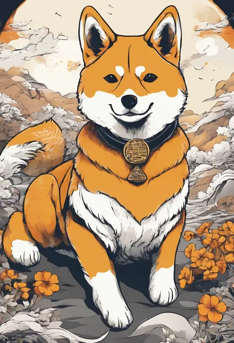 Shibainu dog in ancient poster story