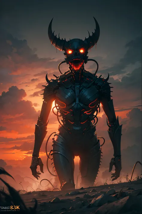 (best quality,4k,8k,highres,masterpiece:1.2),ultra-detailed,realistic,photorealistic:1.37,dark,mechanical,devil,demonic,thin,body,machine,creepy atmosphere,dark atmosphere,red sky,elongated body.