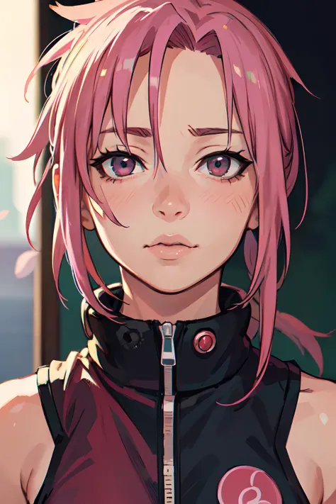 (Sakura haruno, Sakuras face:1.2), hentai, (8k, RAW photo, best quality, masterpiece:1. 2), (realistic, photo-realistic:1.37) ultra-detailed, vivid colors, studio lighting, manga art