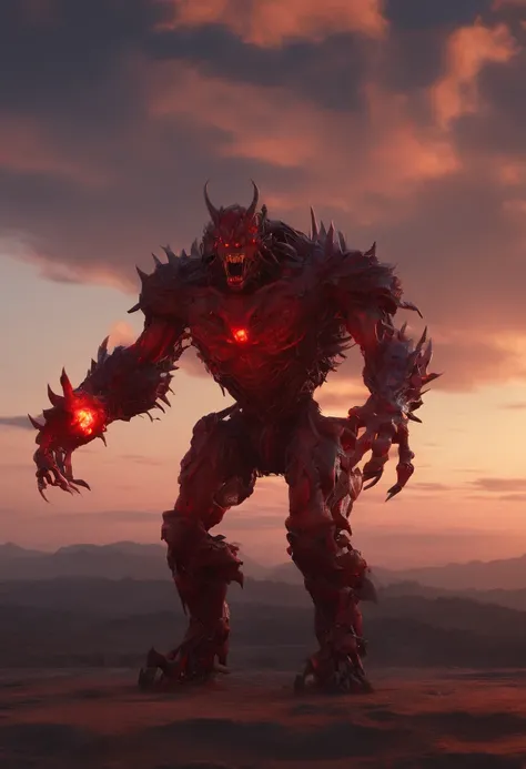 (best quality,4k,8k,highres,masterpiece:1.2),ultra-detailed,realistic,photorealistic:1.37,dark,mechanical,devil,demonic,thin,body,machine,creepy atmosphere,dark atmosphere,red sky,elongated body. GIANT MONSTER WITH HUGE